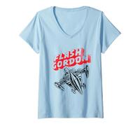 Femme Flash Gordon on Space Rocket Bande dessinée rétro T-Shirt avec Col en V