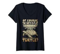 Femme Flat Earth Society Turtle Elephant of of Earth is Flat T-Shirt avec Col en V