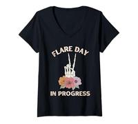 Femme Flay Day in Progress Spoonie Sensibilisation aux maladies chroniques T-Shirt avec Col en V