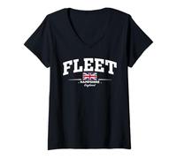 Femme Fleet England T-Shirt avec Col en V