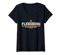 Femme Flensburg Germany/Deutschland T-Shirt avec Col en V