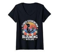 Femme Fleur Arrangement Maman Blooming with Love T-Shirt avec Col en V
