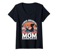 Femme Fleur Arrangement Maman Blooming with Love T-Shirt avec Col en V