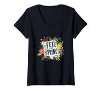 Femme Fleur comme une fleur avec ce costume Feel the Spring T-Shirt avec Col en V