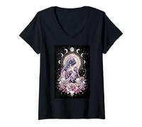 Femme Fleur de Cycle Lunaire de maternité céleste T-Shirt avec Col en V