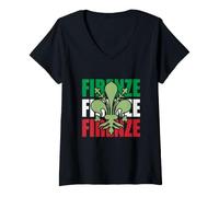 Femme Fleur de Lis Symbole Florence Florence Drapeau Italien Couleurs T-Shirt avec Col en V