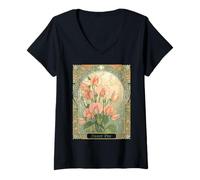 Femme Fleur du Mois de Naissance du Pois de Senteur d'avril T-Shirt avec Col en V