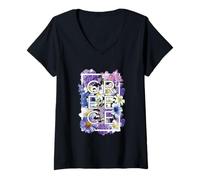 Femme Fleurs de Grèce Word Art - Greek Pride T-Shirt avec Col en V