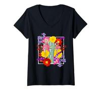 Femme Fleurs de l'art du Mot Argentin - Orgueil Argentin T-Shirt avec Col en V