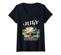Femme Fleurs De Naissance July Water Lily T-Shirt avec Col en V