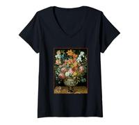 Femme Fleurs de Nature Morte de l'époque Baroque dans Un Vase par Andries Daniels T-Shirt avec Col en V