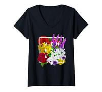 Femme Fleurs de Venezuela Word Art - Venezuelan Pride T-Shirt avec Col en V