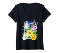 Femme Fleurs du Nevada Word Art - Fierté de l'État du Nevadan T-Shirt avec Col en V