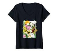 Femme Fleurs du Vietnam Word Art - Fierté vietnamienne T-Shirt avec Col en V