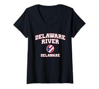 Femme Fleuve Delaware (DE) T-Shirt avec Col en V
