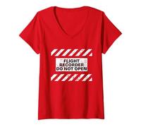 Femme Flight Recorder Do Not Open Aviation Boîte Noire T-Shirt avec Col en V