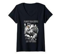 Femme Flight Was Never an Option Turquie Thanksgiving Punk Rock T-Shirt avec Col en V