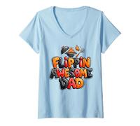 Femme Flippin Awesome Dad Grill Master Barbecue Père T-Shirt avec Col en V