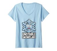 Femme Flocon de Neige instable pour l'hiver, l'anxiété, la dépression, Noël Amusant T-Shirt avec Col en V