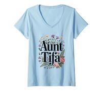 Femme Floral Aunt Tifa Patriotic Protest I Am Aunt Tifa T-Shirt avec Col en V