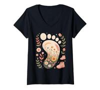 Femme Floral OB GYN Nurse Obstetric Labor and Delivery T-Shirt avec Col en V
