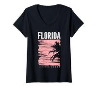 Femme Florida United States Of America Tee shirt, Cool Florida USA T-Shirt avec Col en V