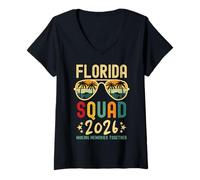 Femme Florida Vacation Squad 2026 Group Matching Family Vacation T-Shirt avec Col en V