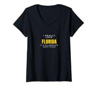Femme Floride : J'aime Vraiment Les plages et Le Soleil T-Shirt avec Col en V