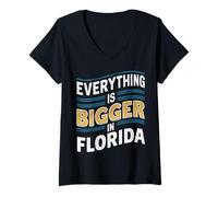 Femme Floride Tout est Plus Grand en Floride USA T-Shirt avec Col en V