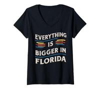 Femme Floride USA Tout est Plus Grand en Floride T-Shirt avec Col en V