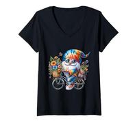 Femme Flower Power Hippie GNOME for Women and Men Vintage Bicycle T-Shirt avec Col en V