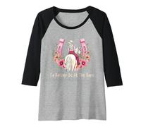 Femme Flowers Funny Horse Lover, I'd Rather Be at The Barn Manche Raglan