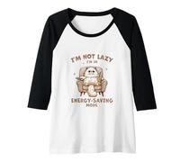 Femme Fluffy Cat, I'm Not Lazy, Mode économie d'engagement, Bubble Boba Tea Manche Raglan