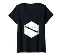 Femme Flûte Dessin Flûtiste Flûte T-Shirt avec Col en V