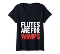 Femme Flutes are for Wimps Trumpet Band Jokes - T-Shirt avec Col en V