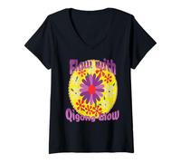 Femme Flux avec Qigong Fleur d'Énergie et Harmonie Florale T-Shirt avec Col en V