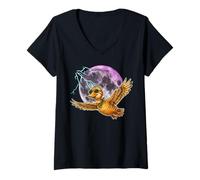 Femme Flying Duck Moon Night Bird Cute Duck Graphics T-Shirt avec Col en V