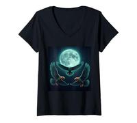 Femme Flying Eagles sous la Lune terrestre Funny Meme T-Shirt avec Col en V
