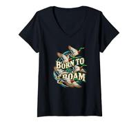 Femme Flying Mallard Duck Flock Waterfowl Migration Wildlife Art T-Shirt avec Col en V