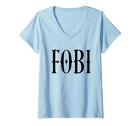 Femme FOBI Fear of Being Inclut, Design Alternatif Gothique Insolite T-Shirt avec Col en V