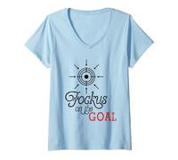 Femme Focus on The Goal Target Graphic Motivation Discipline Quote T-Shirt avec Col en V