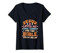 Femme Foi chrétienne Jésus m'aime, Je Sais, Joyeux Dimanche de T-Shirt avec Col en V