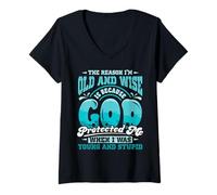 Femme Foi chrétienne Seule raison Je suis vieux et sage Dieu T-Shirt avec Col en V