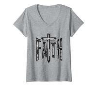 Femme Foi chrétienne Versets de la Bible Croyances religieuses T-Shirt avec Col en V