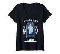 Femme Foi des Saints des Derniers Jours, Confiance en Jésus-Christ T-Shirt avec Col en V