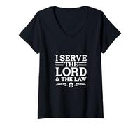 Femme Foi et Loi - Agent pénitentiaire T-Shirt avec Col en V