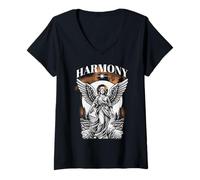 Femme Foi - Harmonie angélique T-Shirt avec Col en V