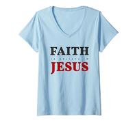 Femme Foi Religieuse inspirante Verse de la Bible Dieu Croire Jésus T-Shirt avec Col en V