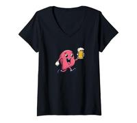 Femme Foie en Cours d'exécution avec Look bière T-Shirt avec Col en V