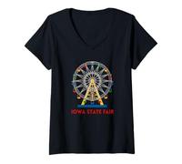 Femme Foire de l'État de l'Iowa Foire du comté de Ferris Wheel T-Shirt avec Col en V